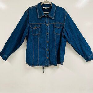 Glee 2X Denim Jacket Y2K Statement Corset Lace Up Back Button Front Plus Size